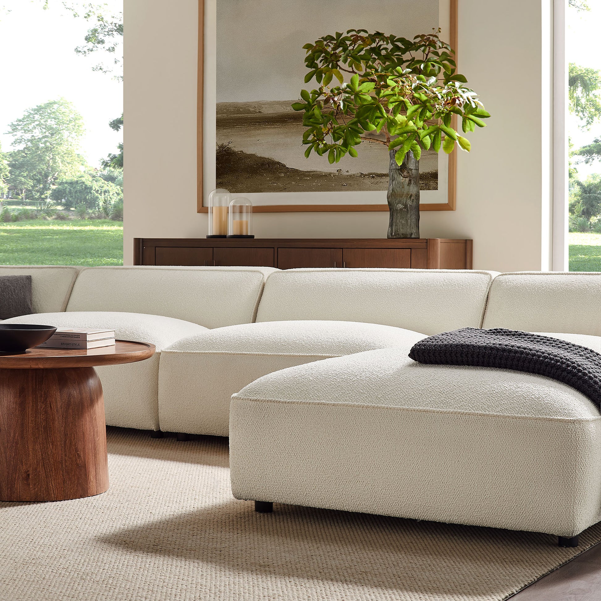 Auren 6 Piece Lattice Bouclé Upholstered Modular Sectional by Modway