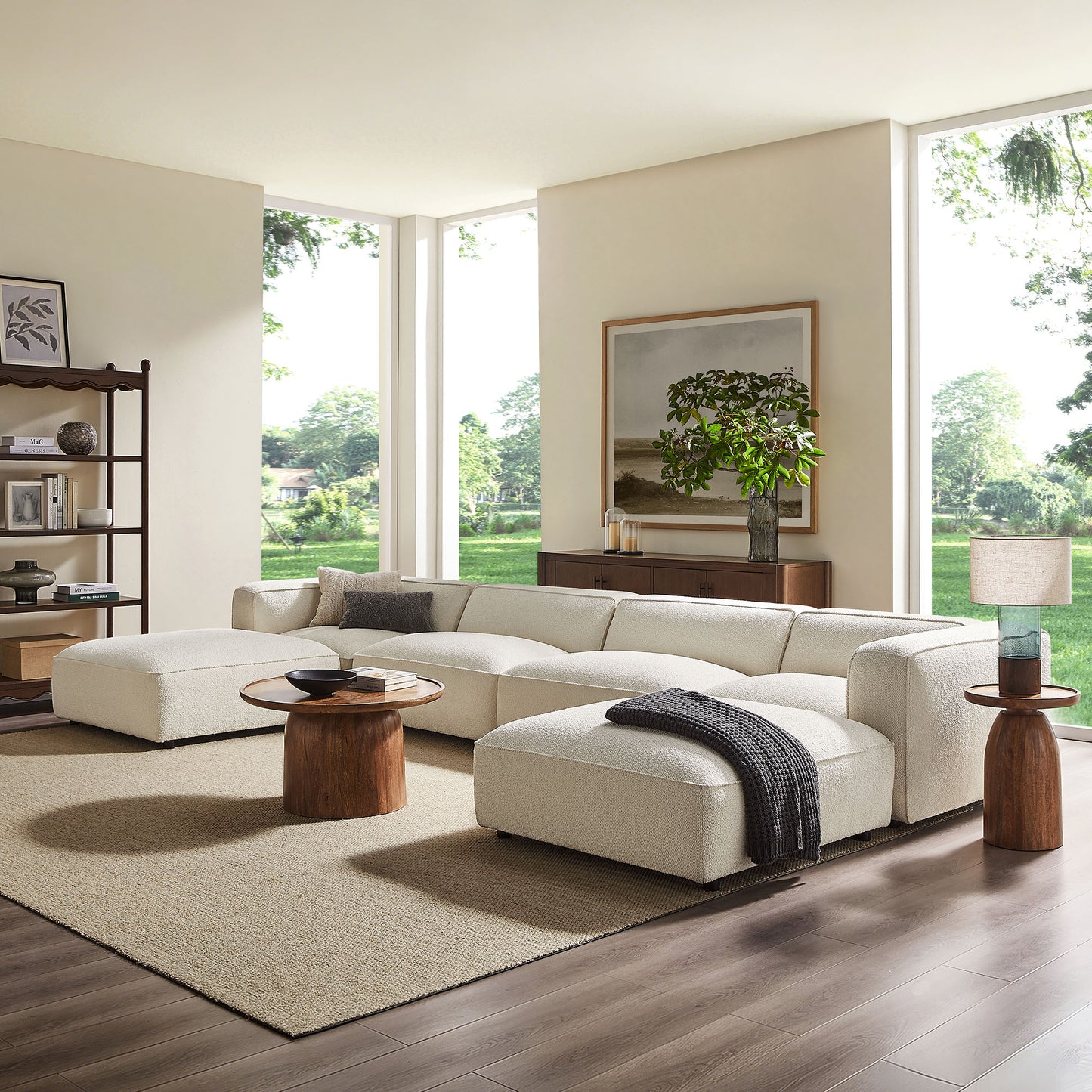 Auren 6 Piece Lattice Bouclé Upholstered Modular Sectional by Modway