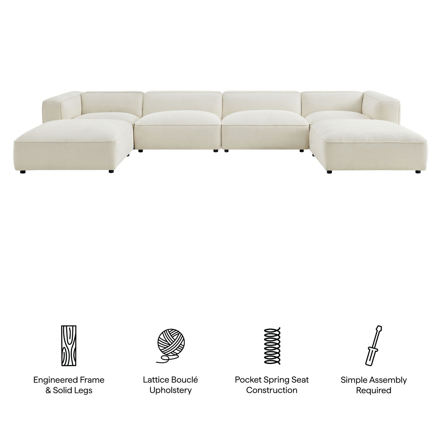 Auren 6 Piece Lattice Bouclé Upholstered Modular Sectional by Modway
