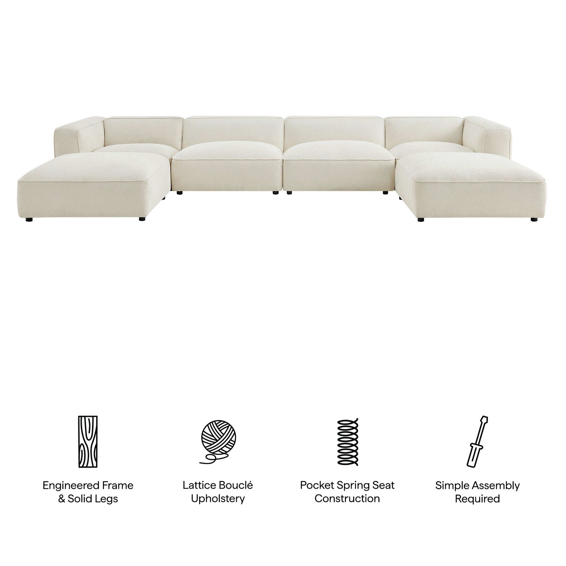 Auren 6 Piece Lattice Bouclé Upholstered Modular Sectional by Modway