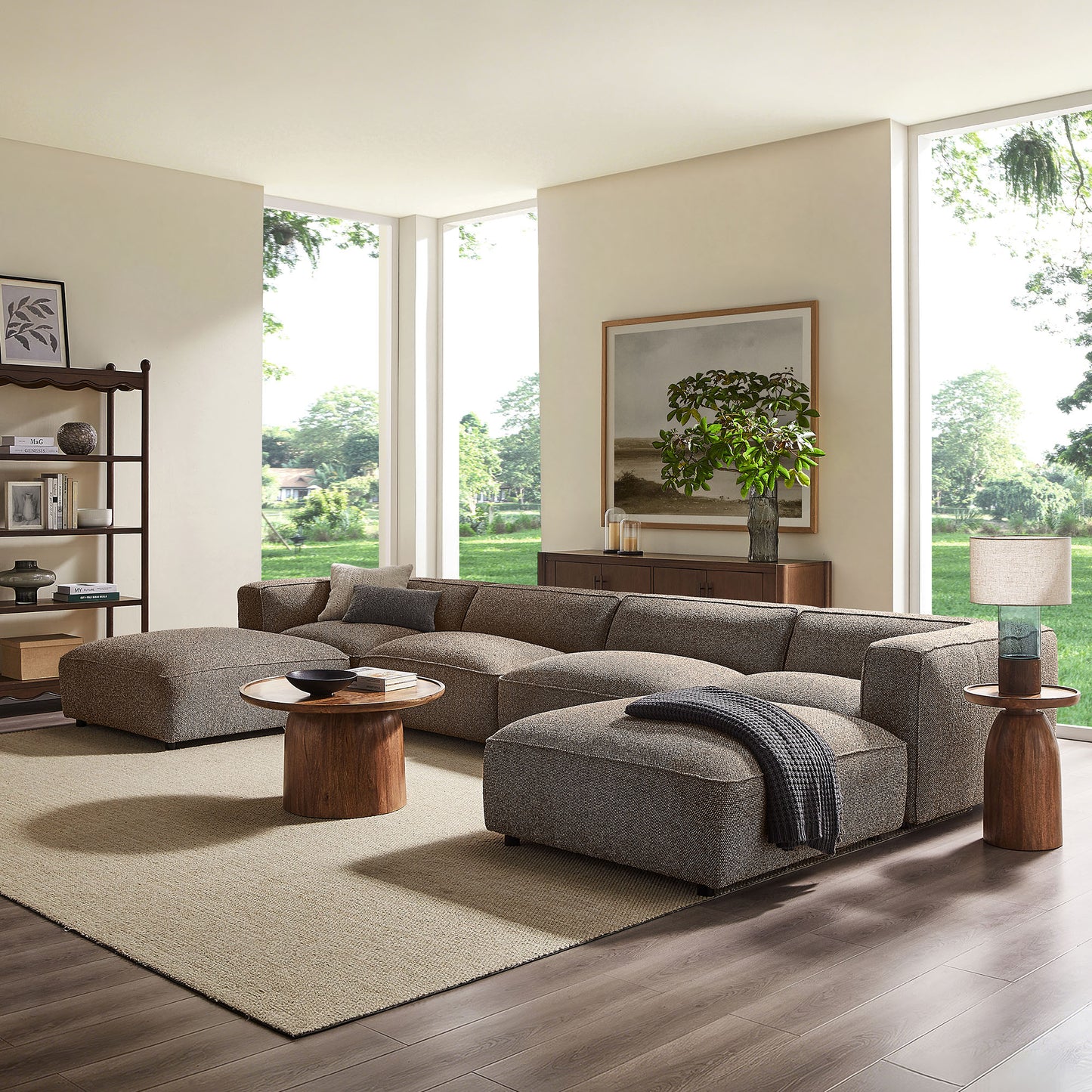 Auren 6 Piece Lattice Bouclé Upholstered Modular Sectional by Modway