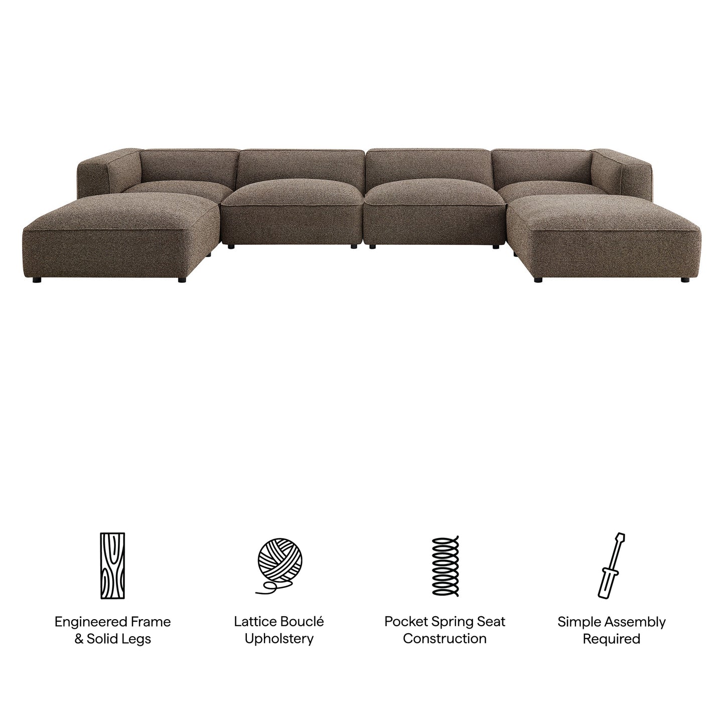 Auren 6 Piece Lattice Bouclé Upholstered Modular Sectional by Modway