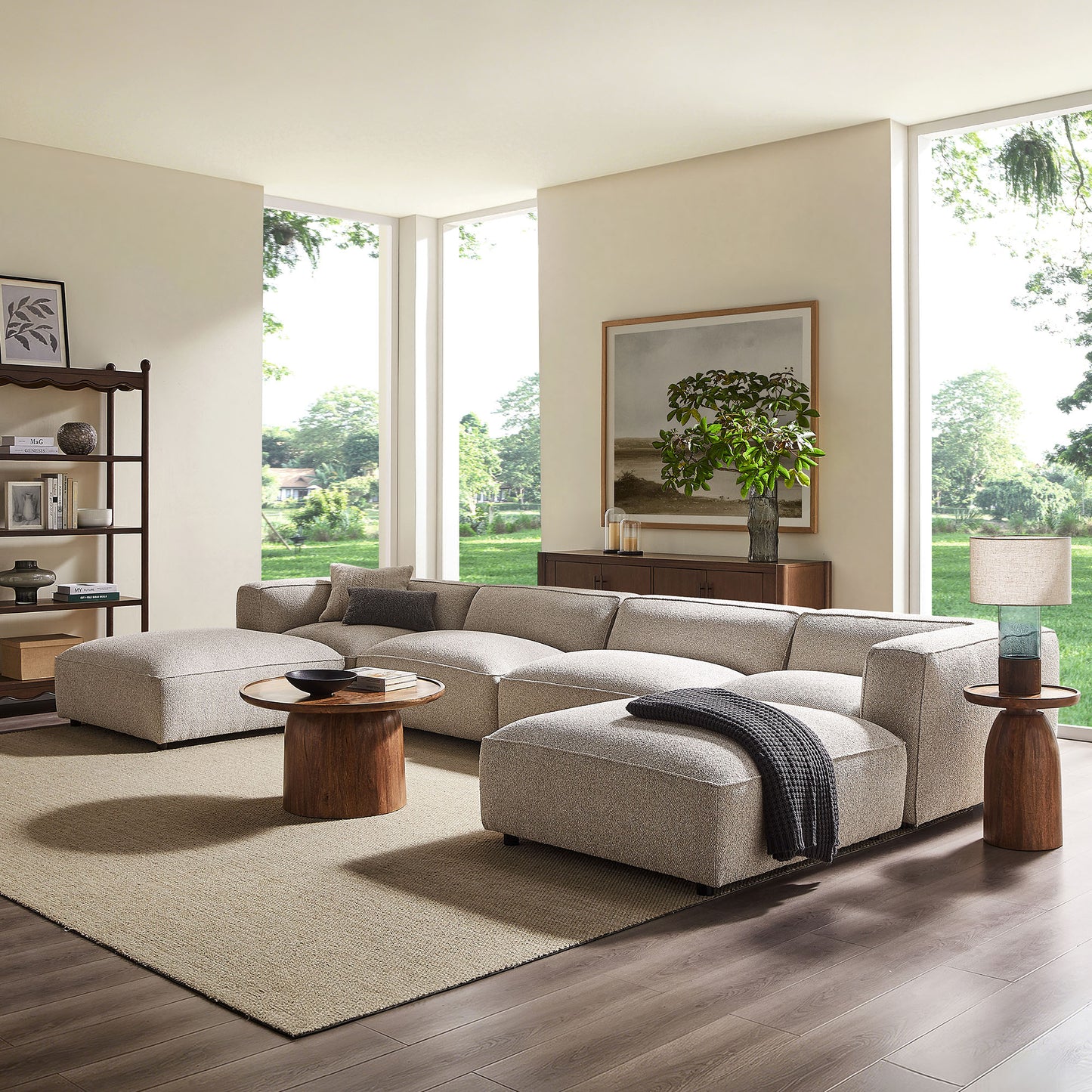 Auren 6 Piece Lattice Bouclé Upholstered Modular Sectional by Modway