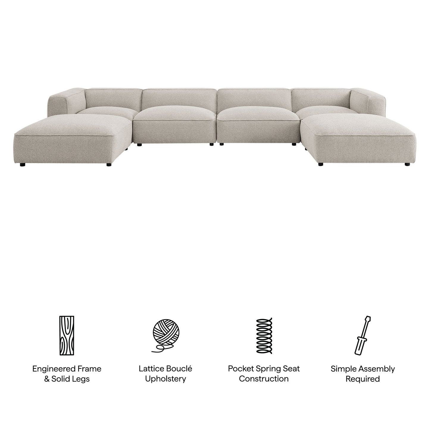 Auren 6 Piece Lattice Bouclé Upholstered Modular Sectional by Modway
