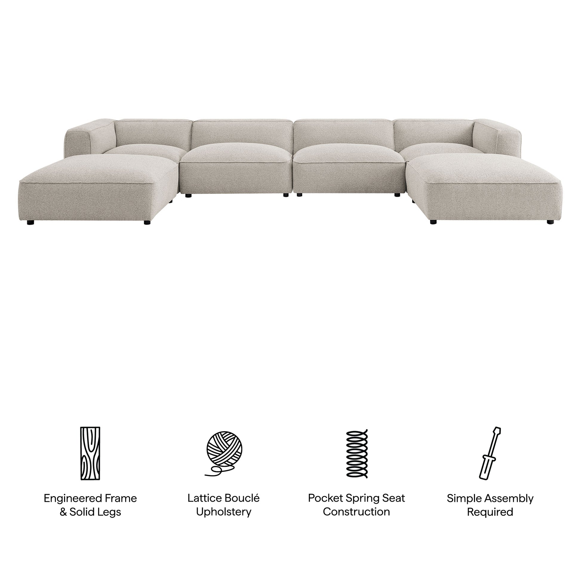 Auren 6 Piece Lattice Bouclé Upholstered Modular Sectional by Modway