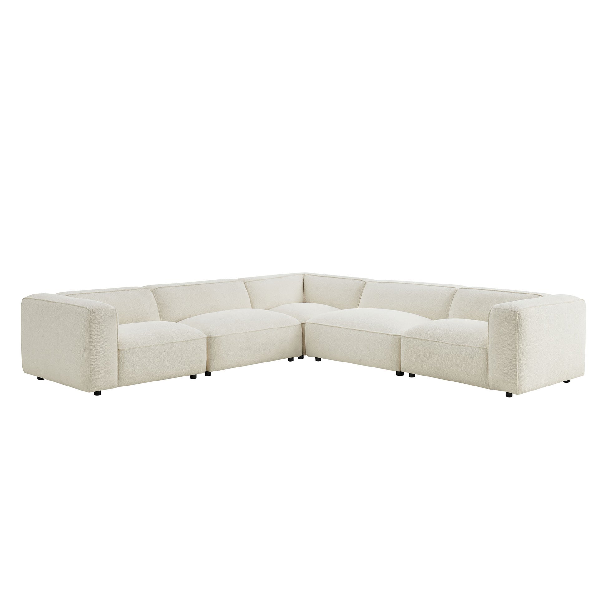 Auren 5 Piece Lattice Bouclé Upholstered Modular Corner Sectional by Modway