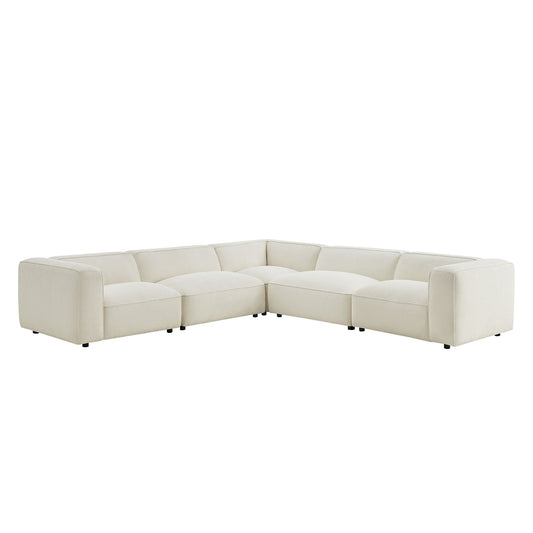 Auren 5 Piece Lattice Bouclé Upholstered Modular Corner Sectional by Modway