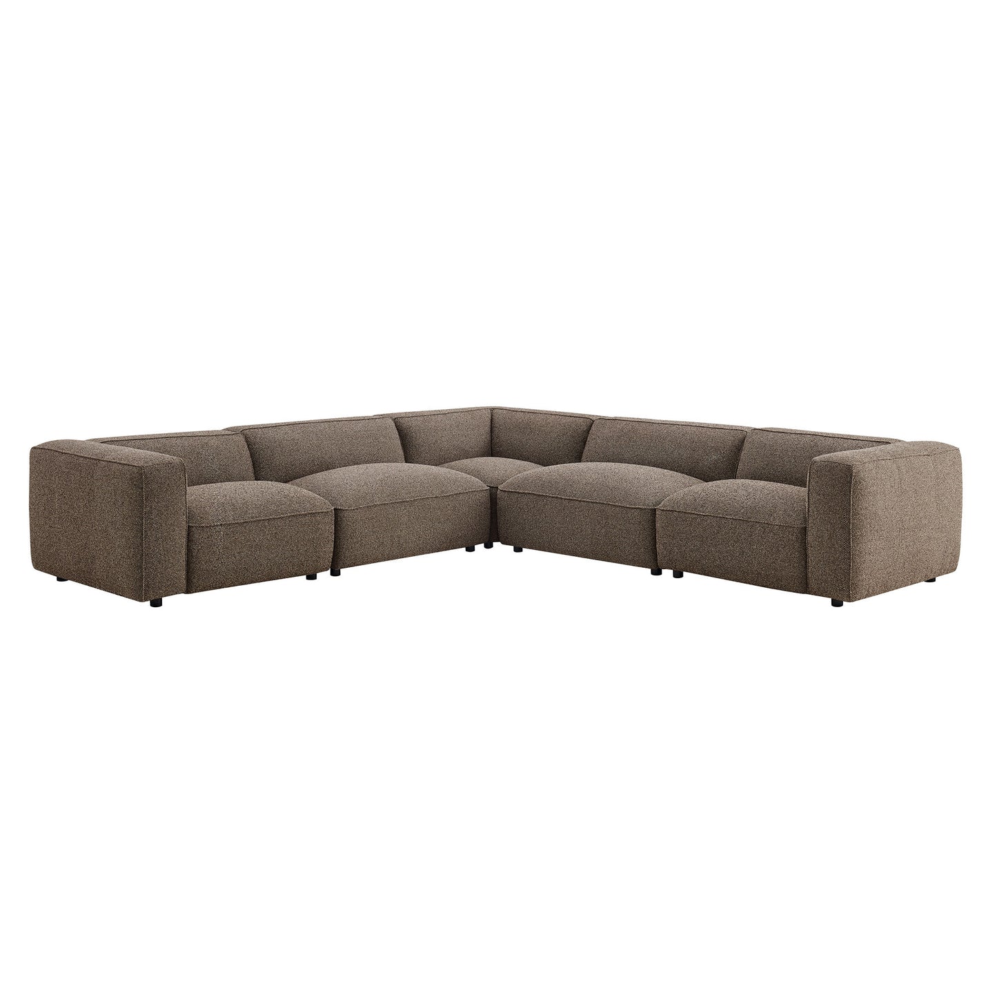 Auren 5 Piece Lattice Bouclé Upholstered Modular Corner Sectional by Modway