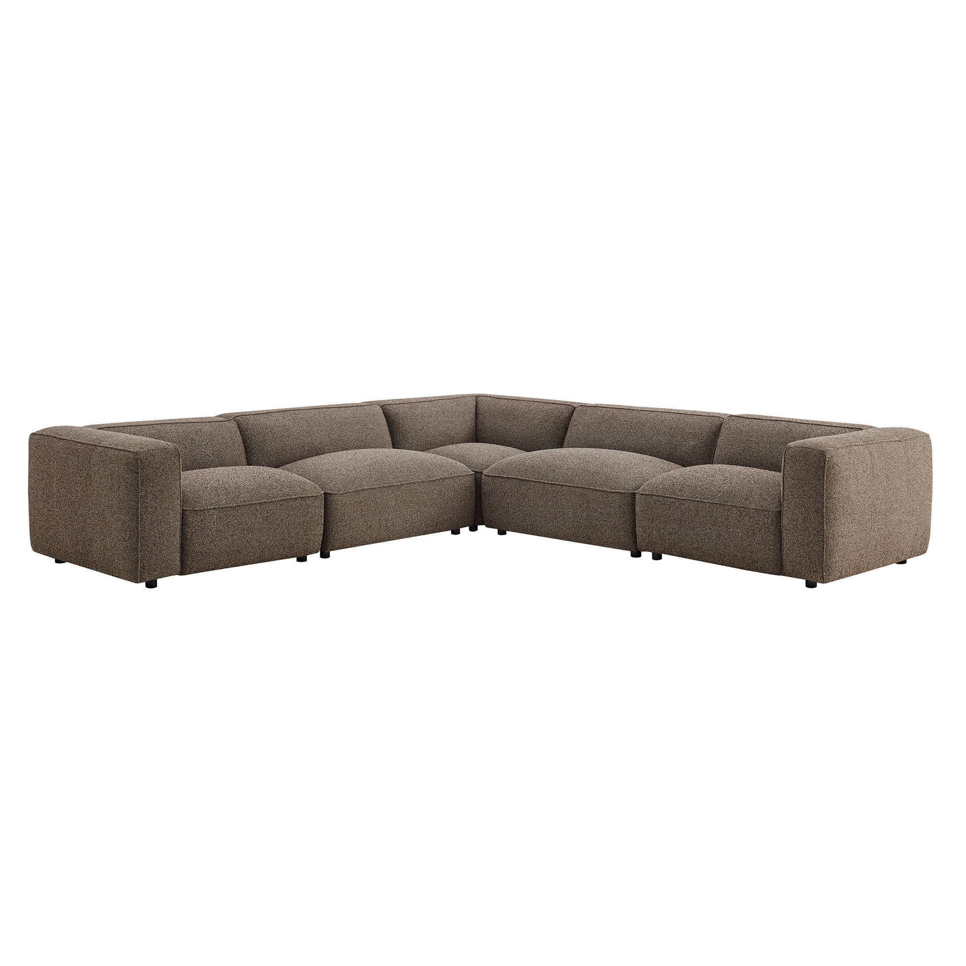 Auren 5 Piece Lattice Bouclé Upholstered Modular Corner Sectional by Modway