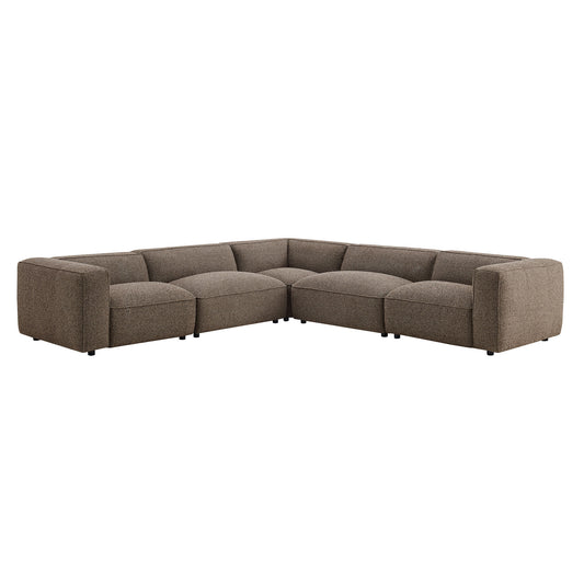 Auren 5 Piece Lattice Bouclé Upholstered Modular Corner Sectional by Modway