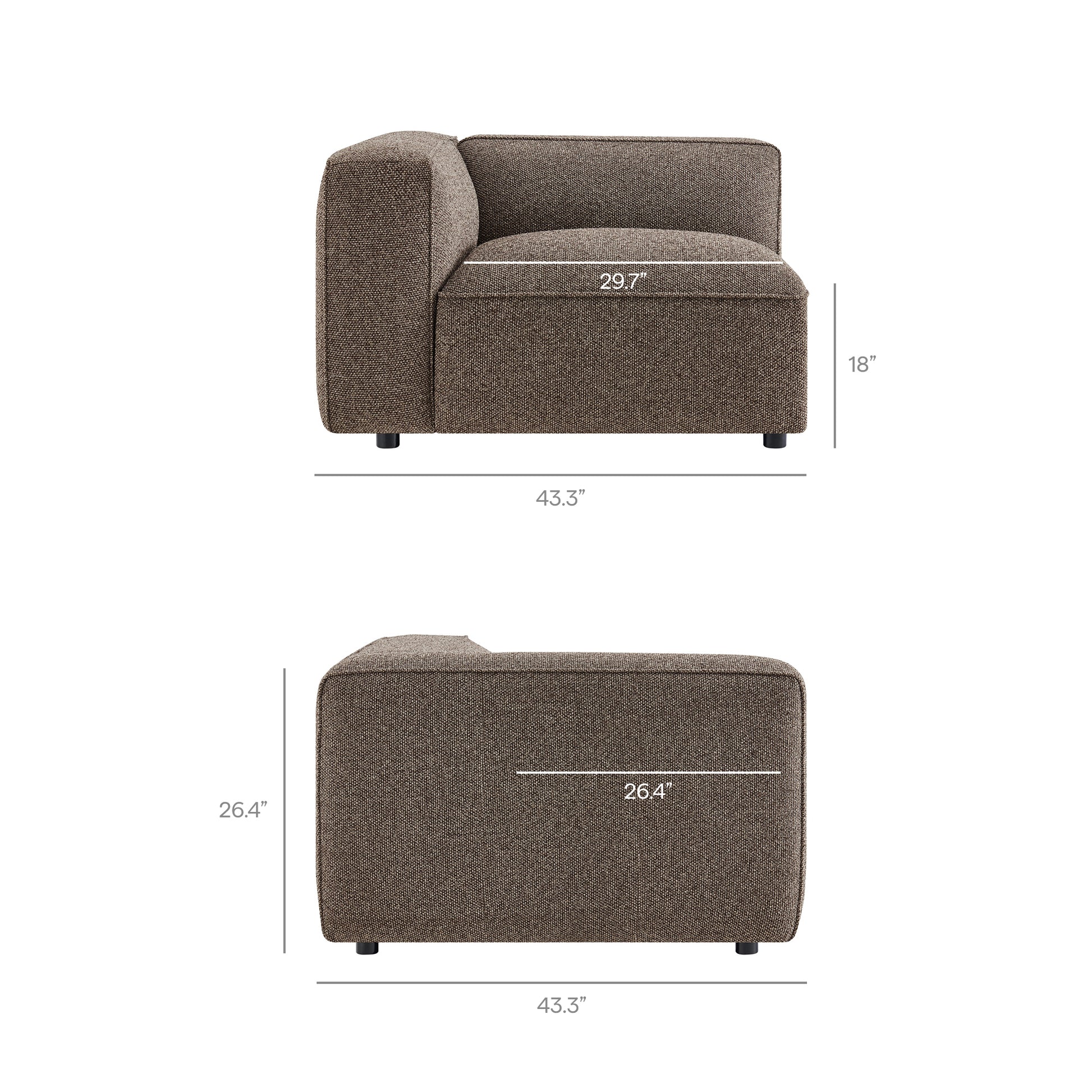 Auren 5 Piece Lattice Bouclé Upholstered Modular Corner Sectional by Modway