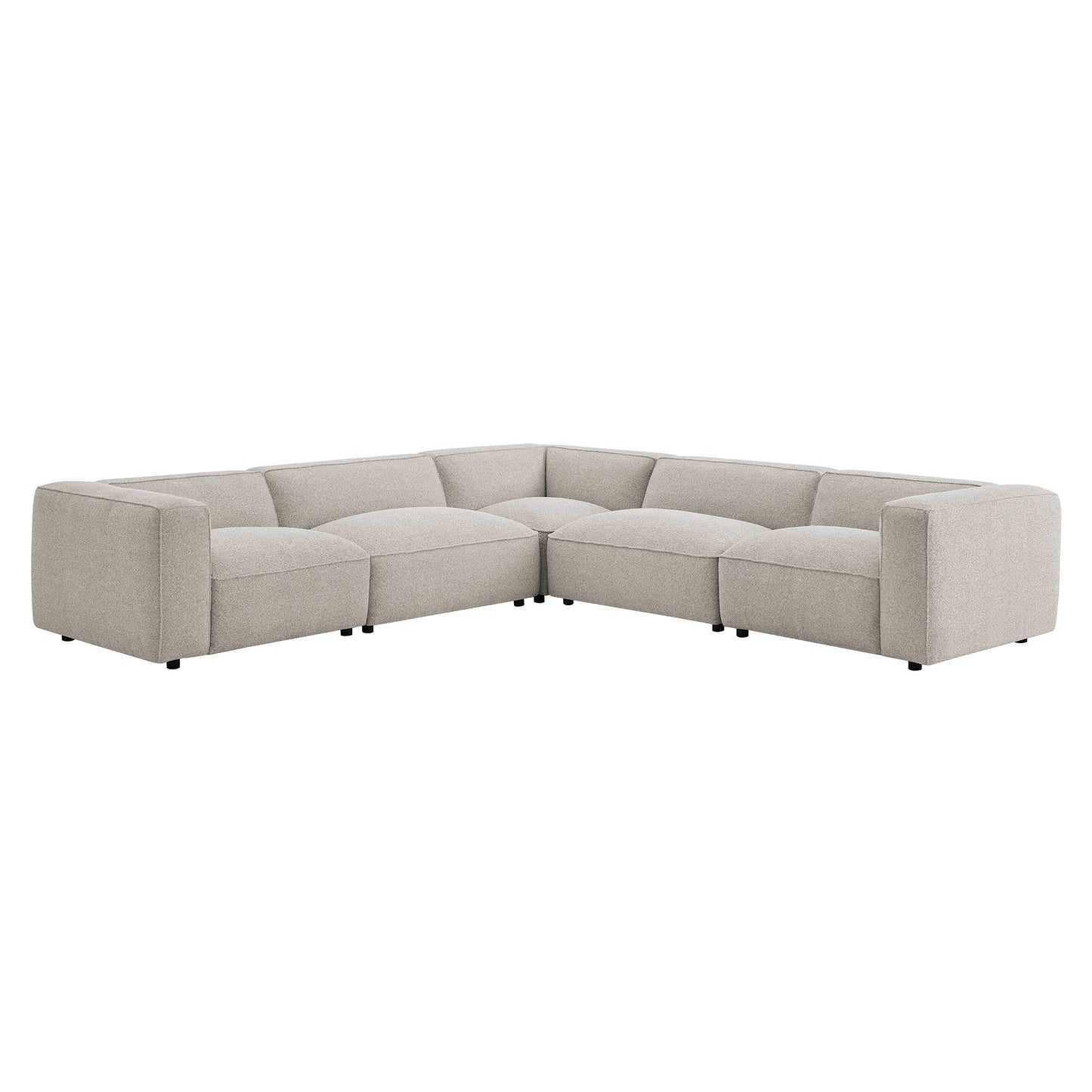Auren 5 Piece Lattice Bouclé Upholstered Modular Corner Sectional by Modway