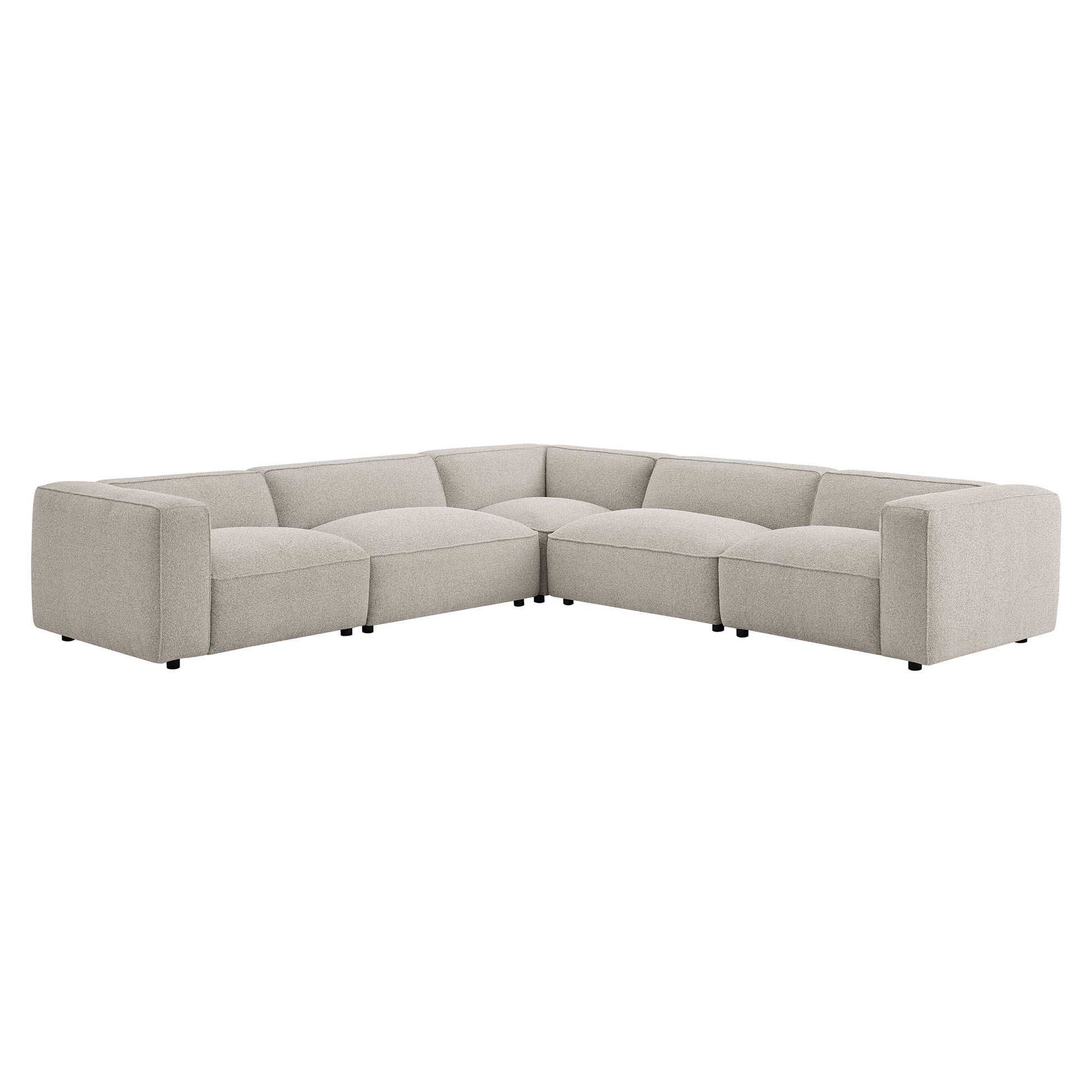 Auren 5 Piece Lattice Bouclé Upholstered Modular Corner Sectional by Modway