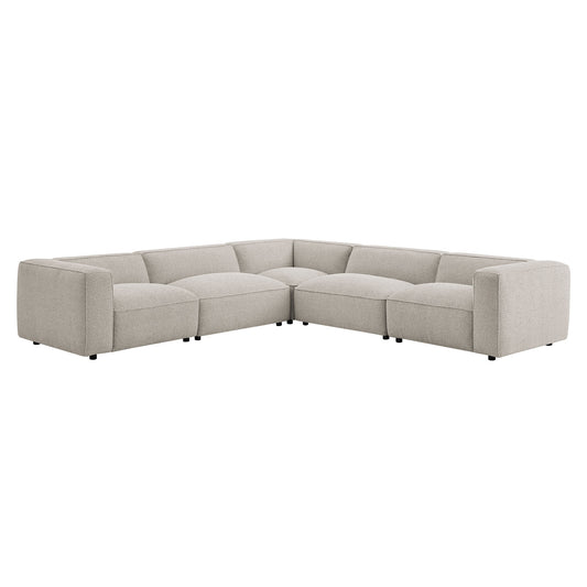 Auren 5 Piece Lattice Bouclé Upholstered Modular Corner Sectional by Modway