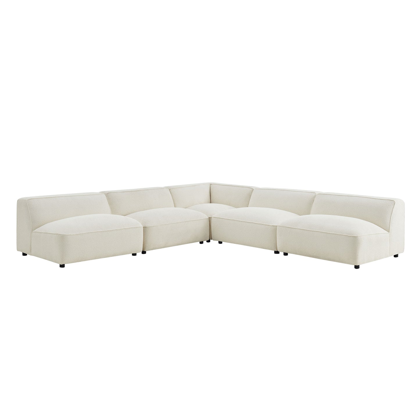 Auren 5 Piece Lattice Bouclé Upholstered Modular Corner Sectional by Modway