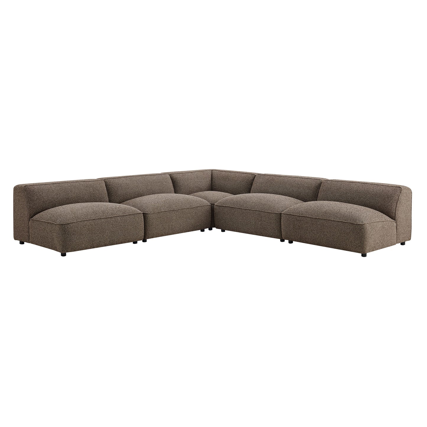 Auren 5 Piece Lattice Bouclé Upholstered Modular Corner Sectional by Modway