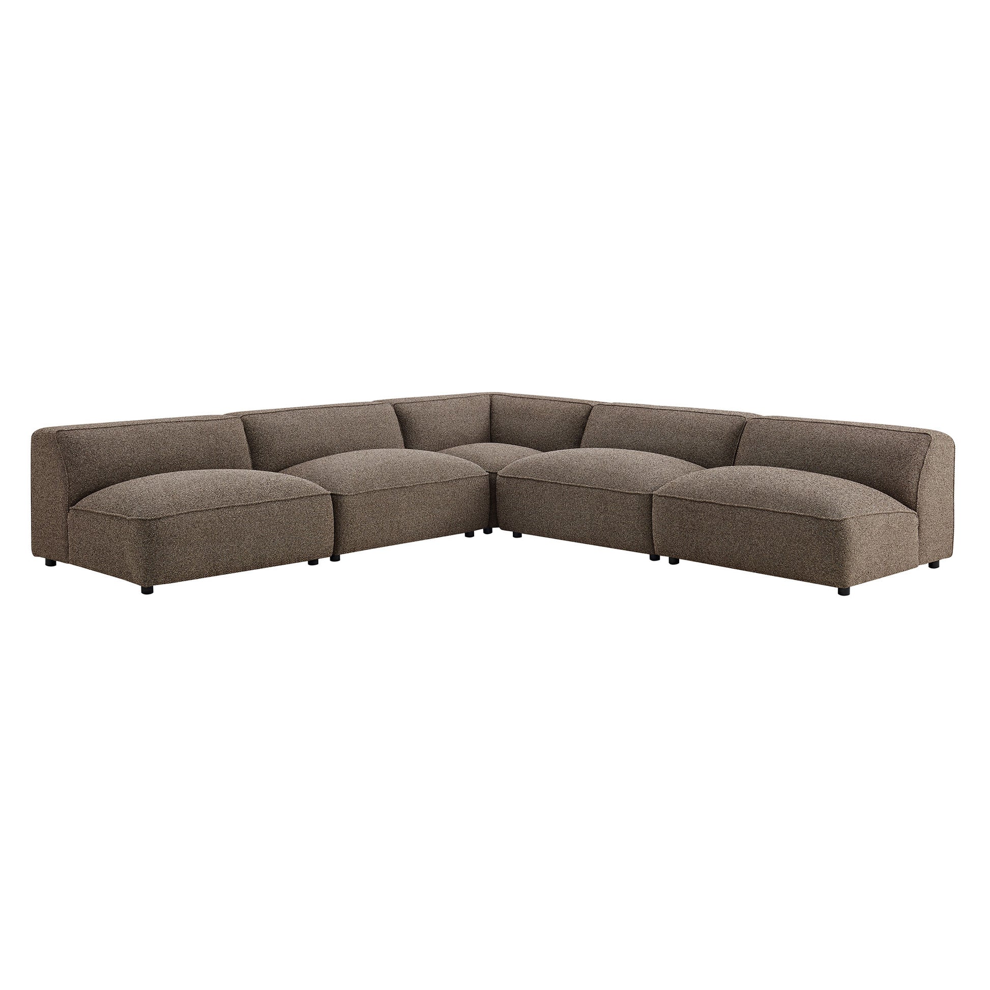 Auren 5 Piece Lattice Bouclé Upholstered Modular Corner Sectional by Modway