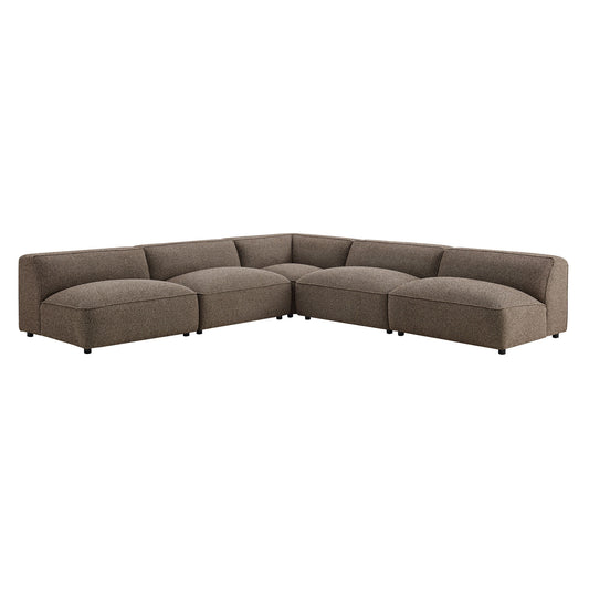 Auren 5 Piece Lattice Bouclé Upholstered Modular Corner Sectional by Modway