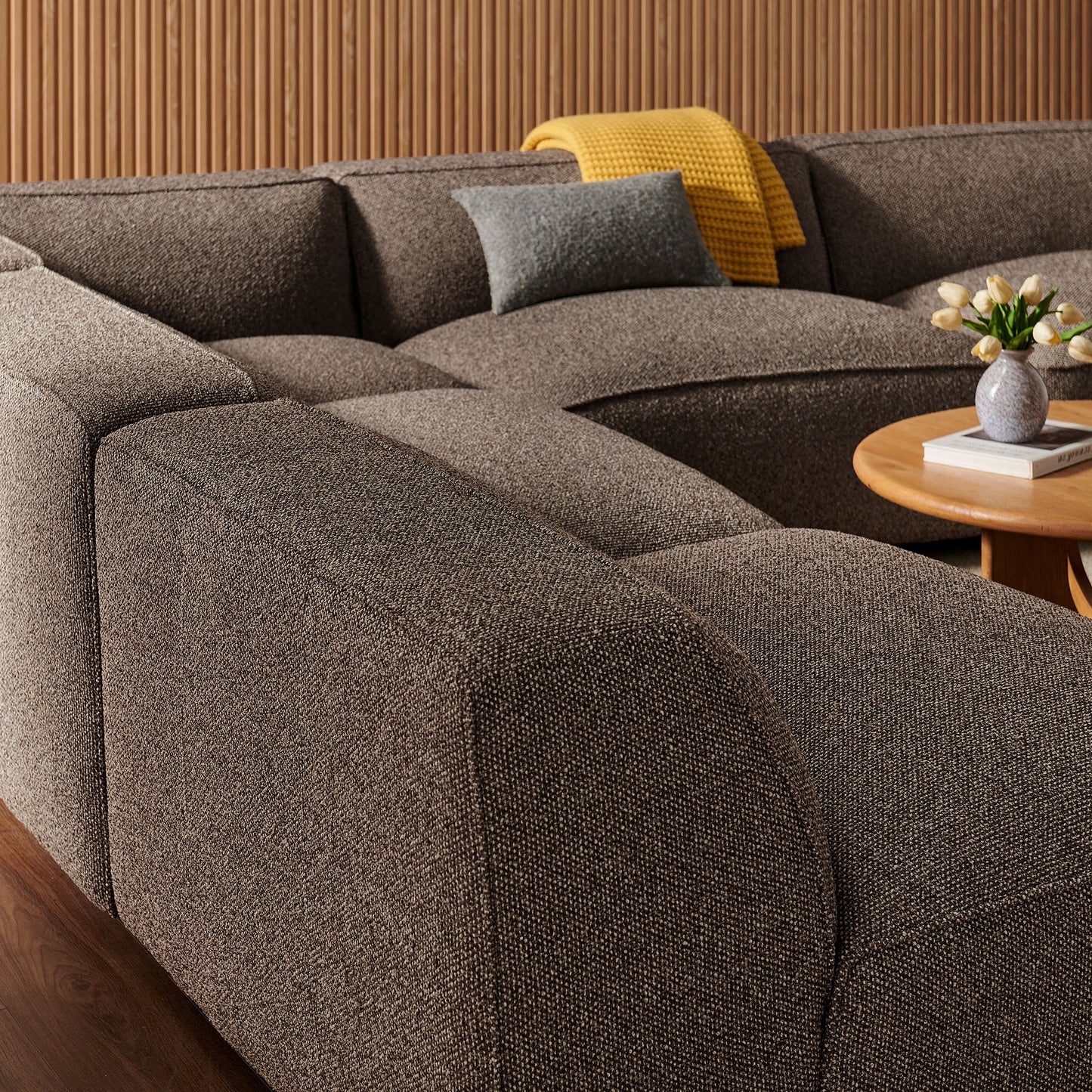 Auren 5 Piece Lattice Bouclé Upholstered Modular Corner Sectional by Modway