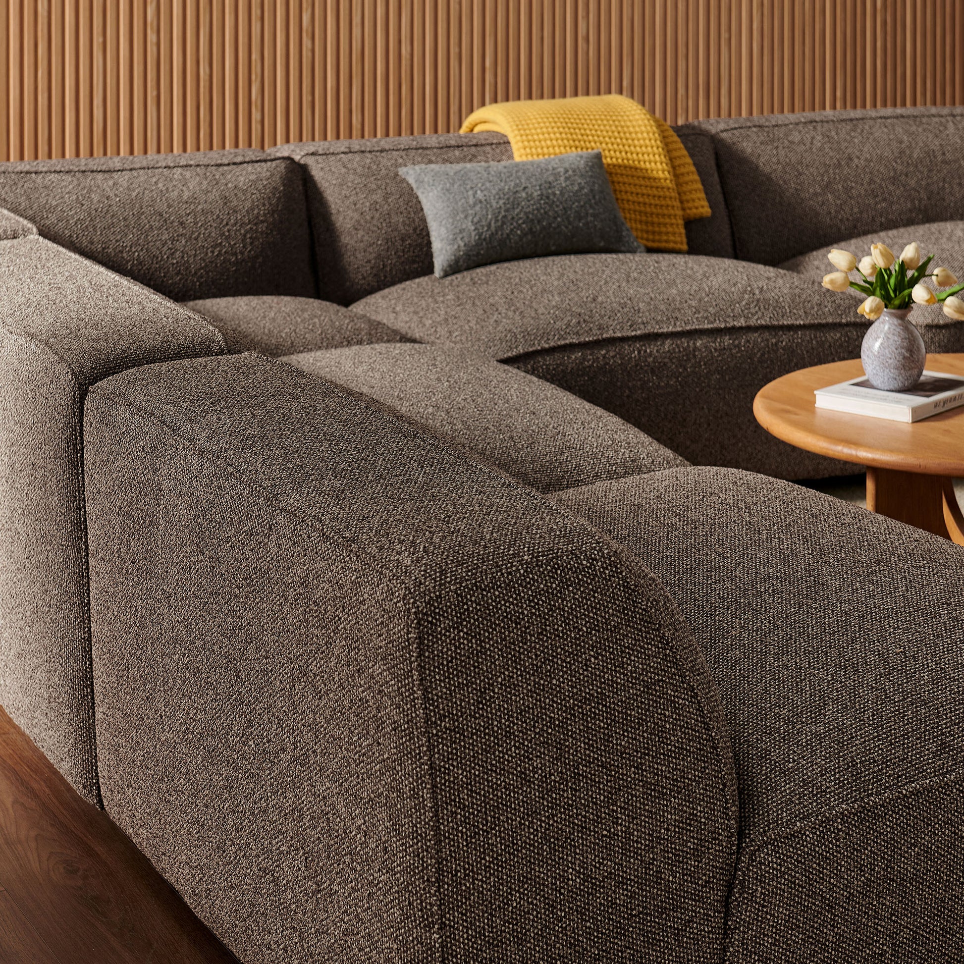 Auren 5 Piece Lattice Bouclé Upholstered Modular Corner Sectional by Modway