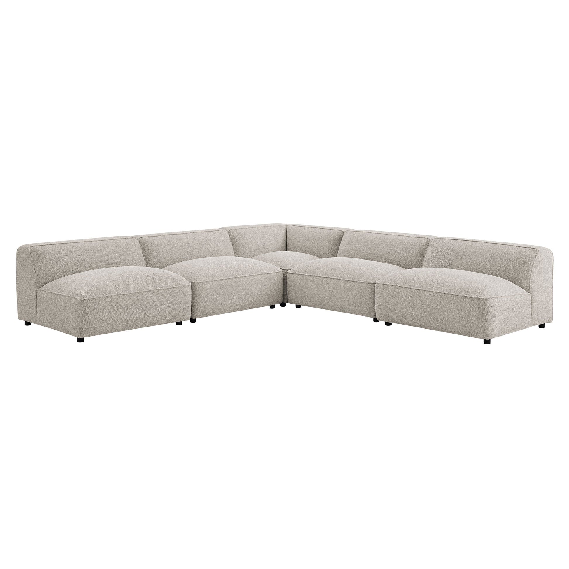 Auren 5 Piece Lattice Bouclé Upholstered Modular Corner Sectional by Modway