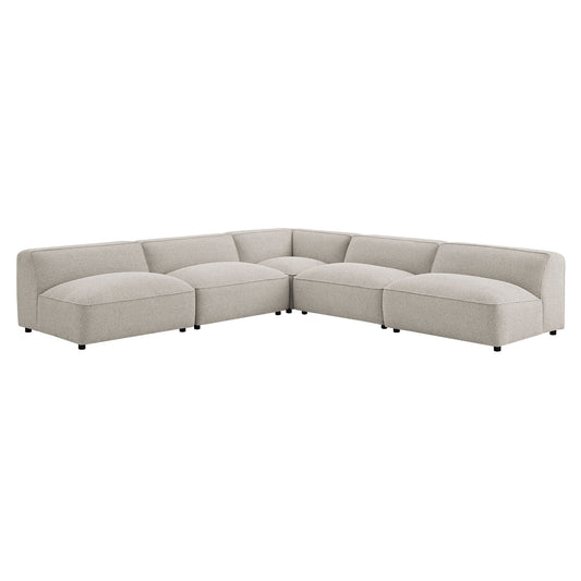 Auren 5 Piece Lattice Bouclé Upholstered Modular Corner Sectional by Modway