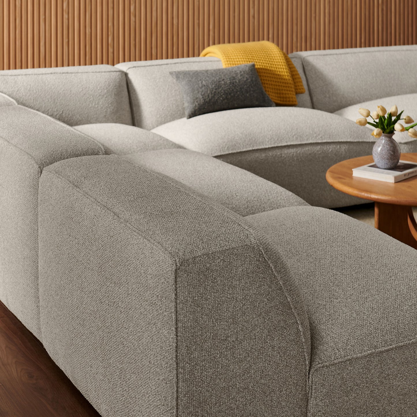 Auren 5 Piece Lattice Bouclé Upholstered Modular Corner Sectional by Modway