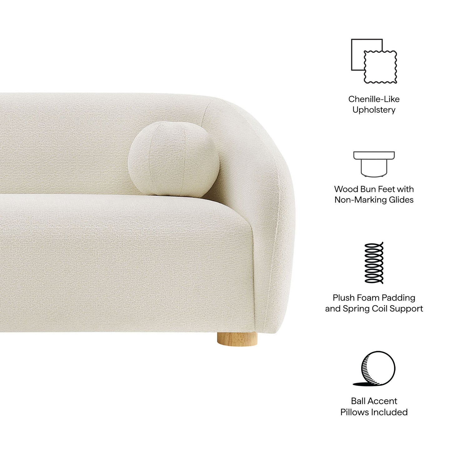 Holland 85" Chenille Fabric Sofa by Modway