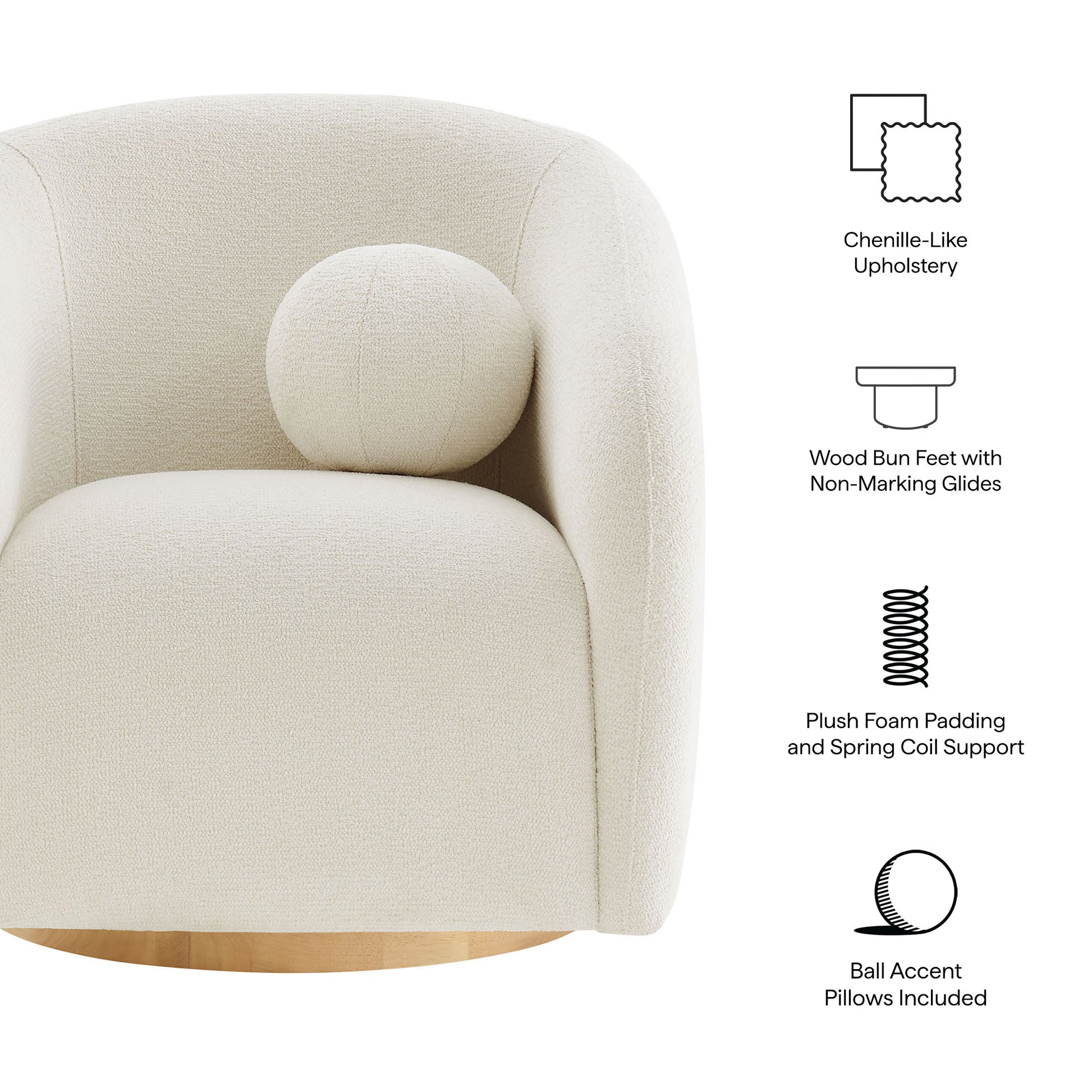 Holland Swivel Chenille Fabric Armchair by Modway