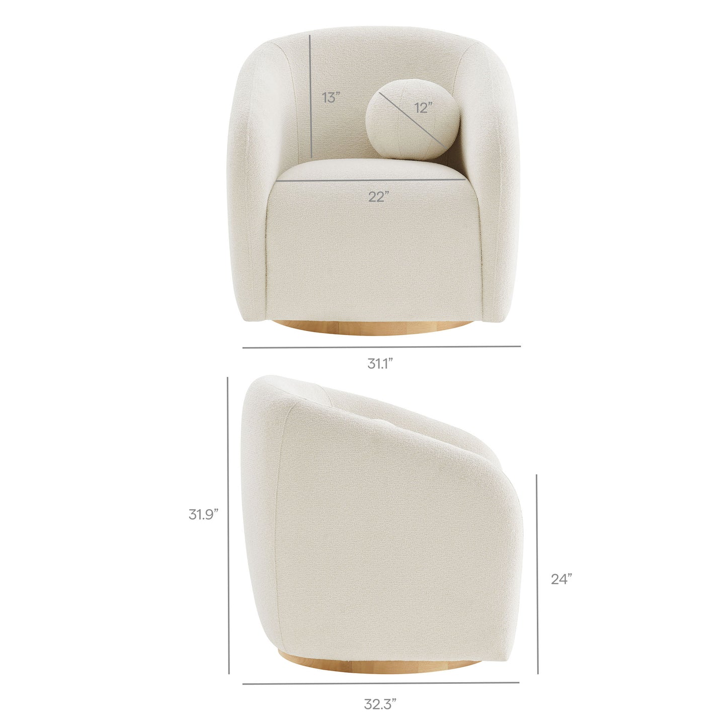Holland Swivel Chenille Fabric Armchair by Modway