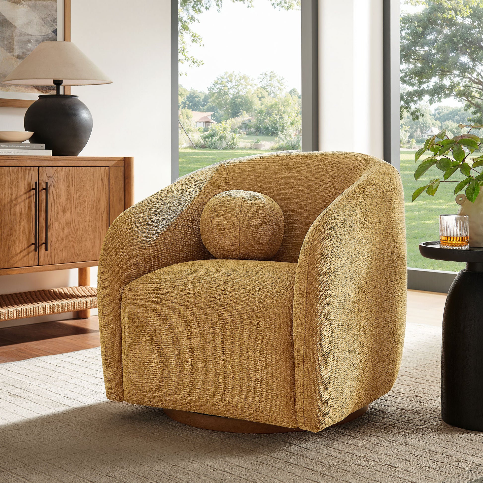 Holland Swivel Chenille Fabric Armchair by Modway