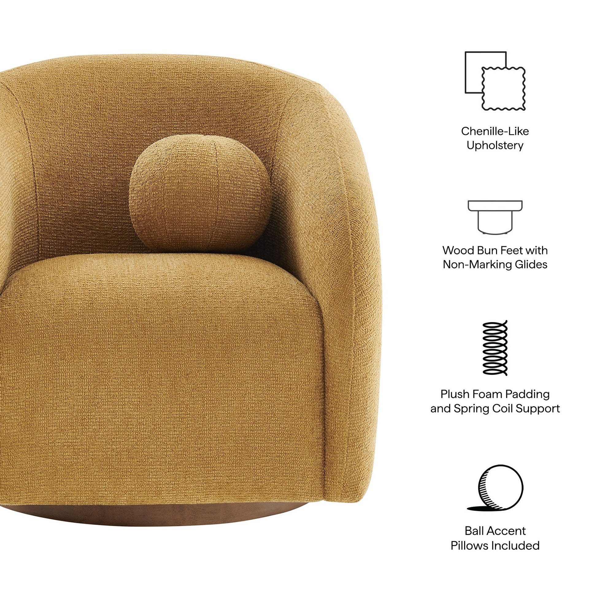 Holland Swivel Chenille Fabric Armchair by Modway