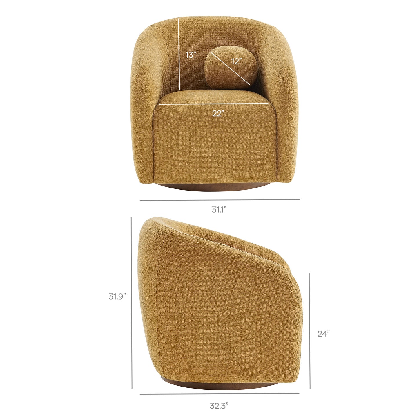 Holland Swivel Chenille Fabric Armchair by Modway
