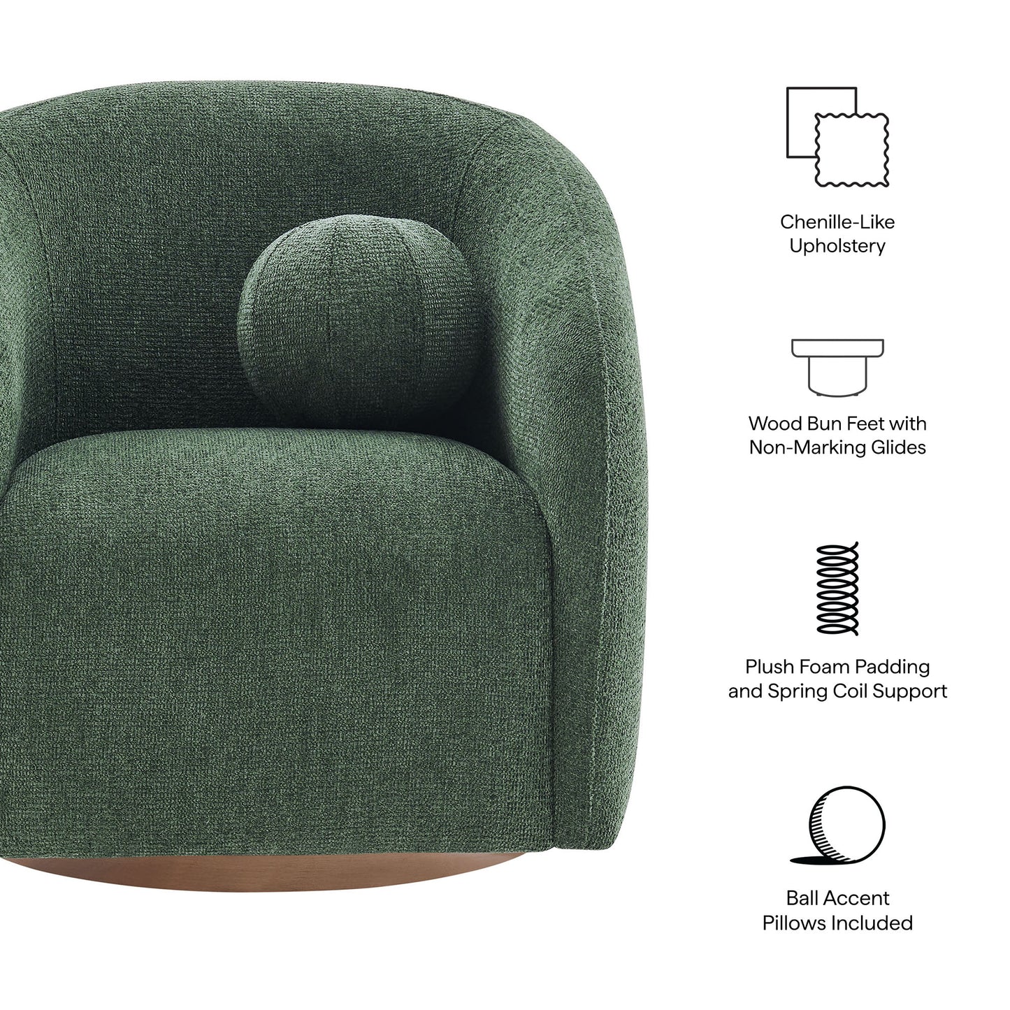Holland Swivel Chenille Fabric Armchair by Modway