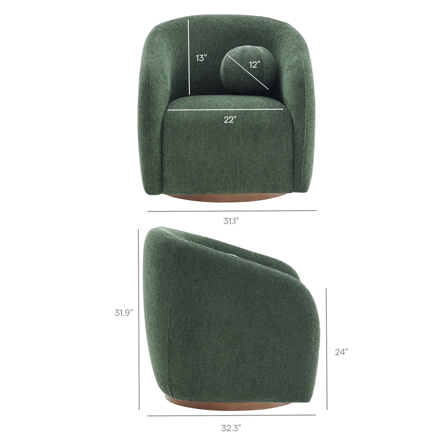 Holland Swivel Chenille Fabric Armchair by Modway