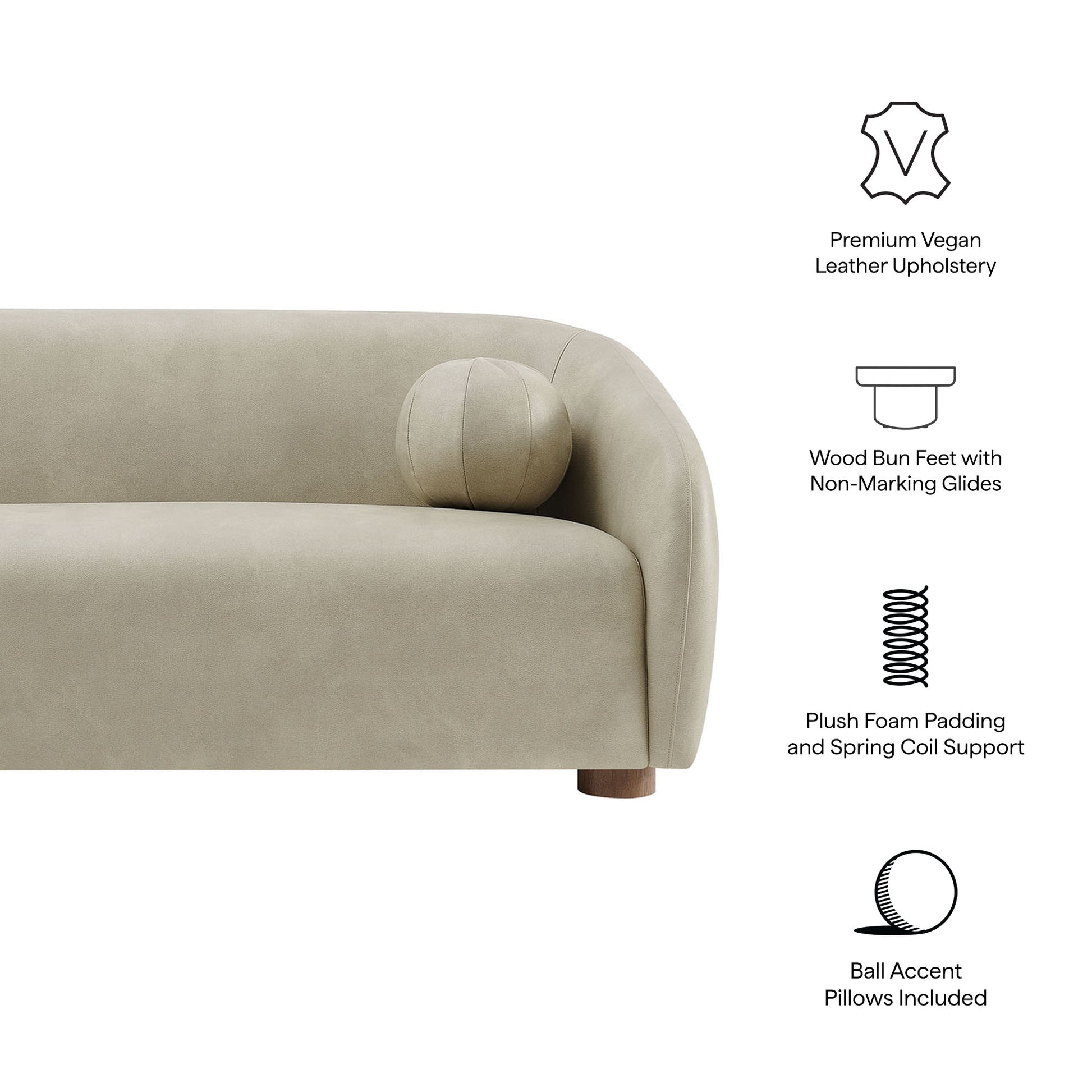 Holland 85" Vegan Leather Sofa by Modway