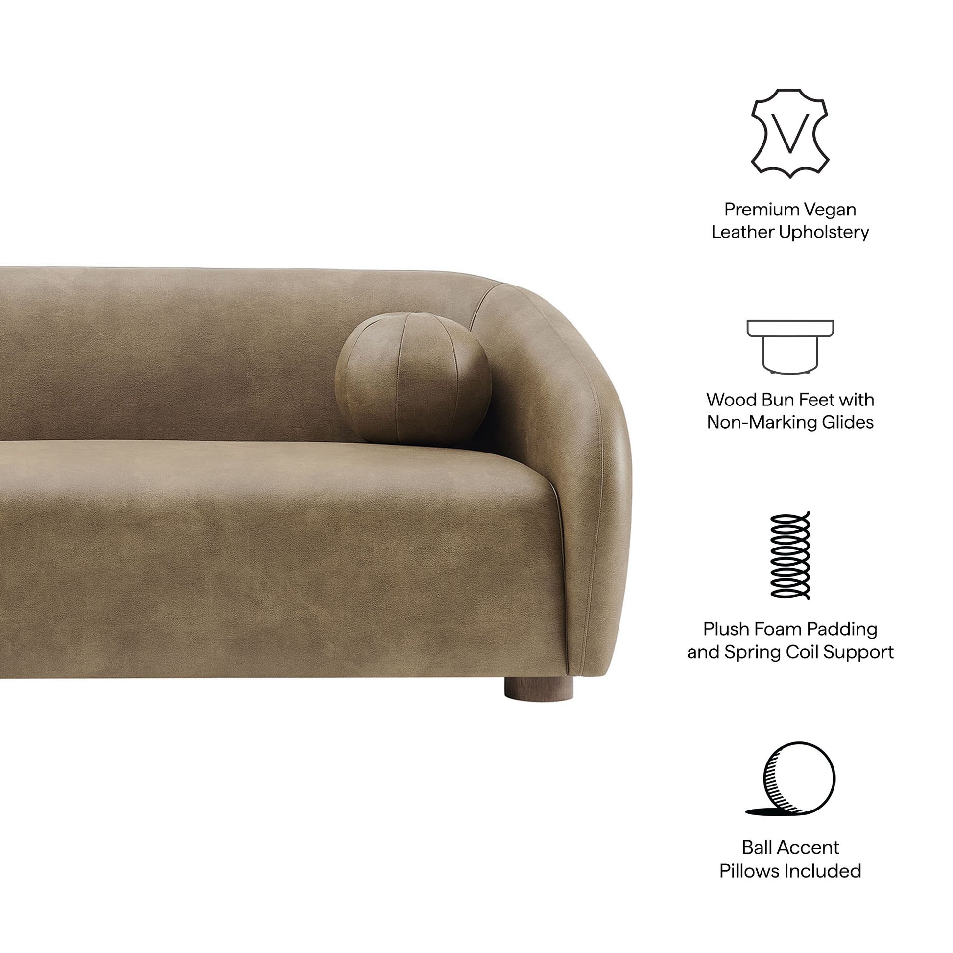 Holland 85" Vegan Leather Sofa by Modway
