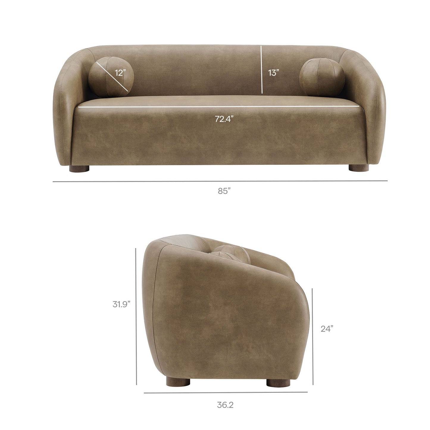 Holland 85" Vegan Leather Sofa by Modway