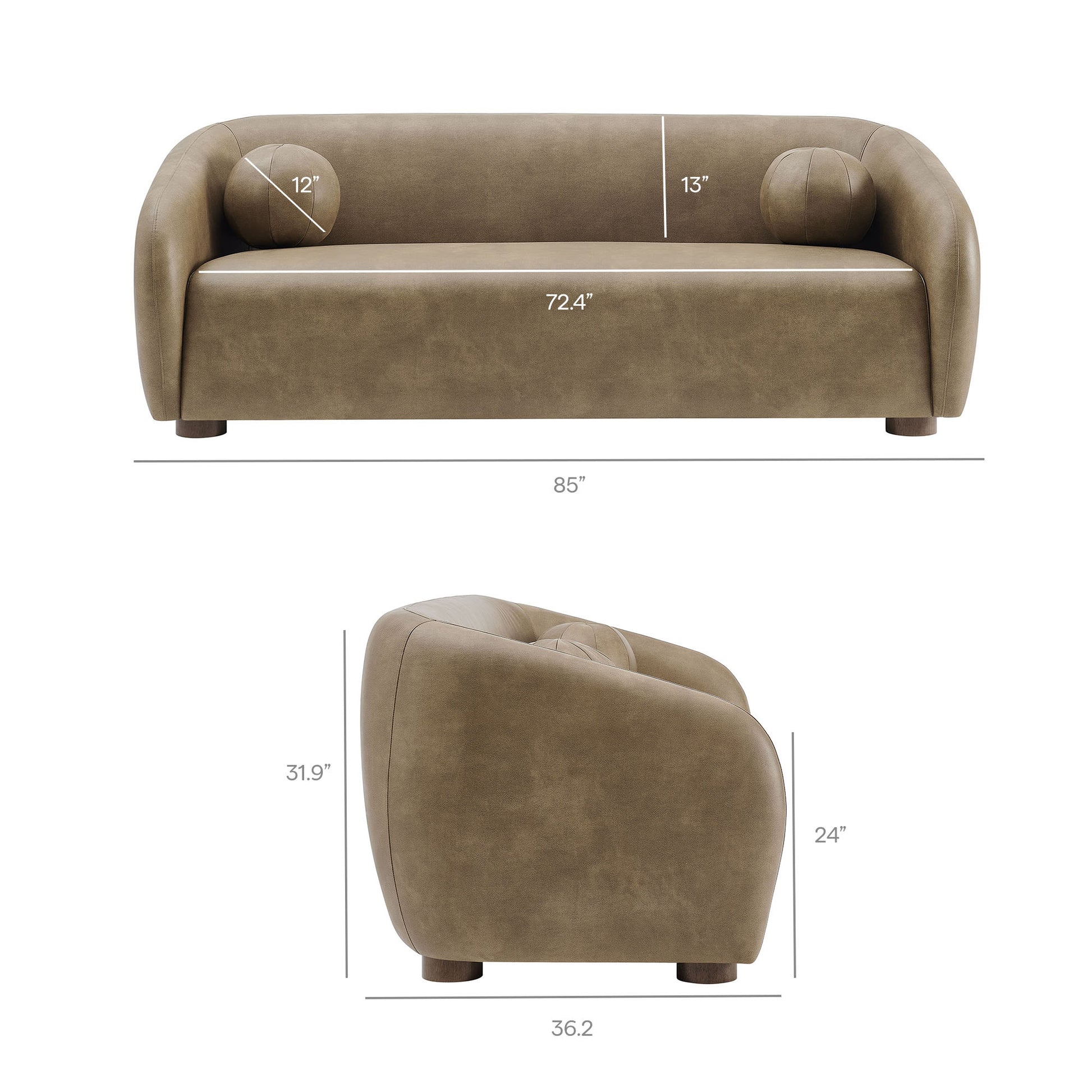 Holland 85" Vegan Leather Sofa by Modway
