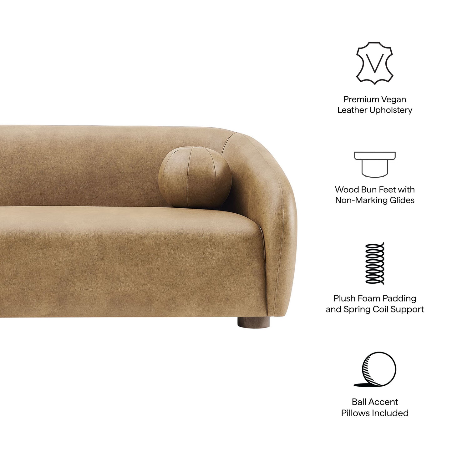 Holland 85" Vegan Leather Sofa by Modway
