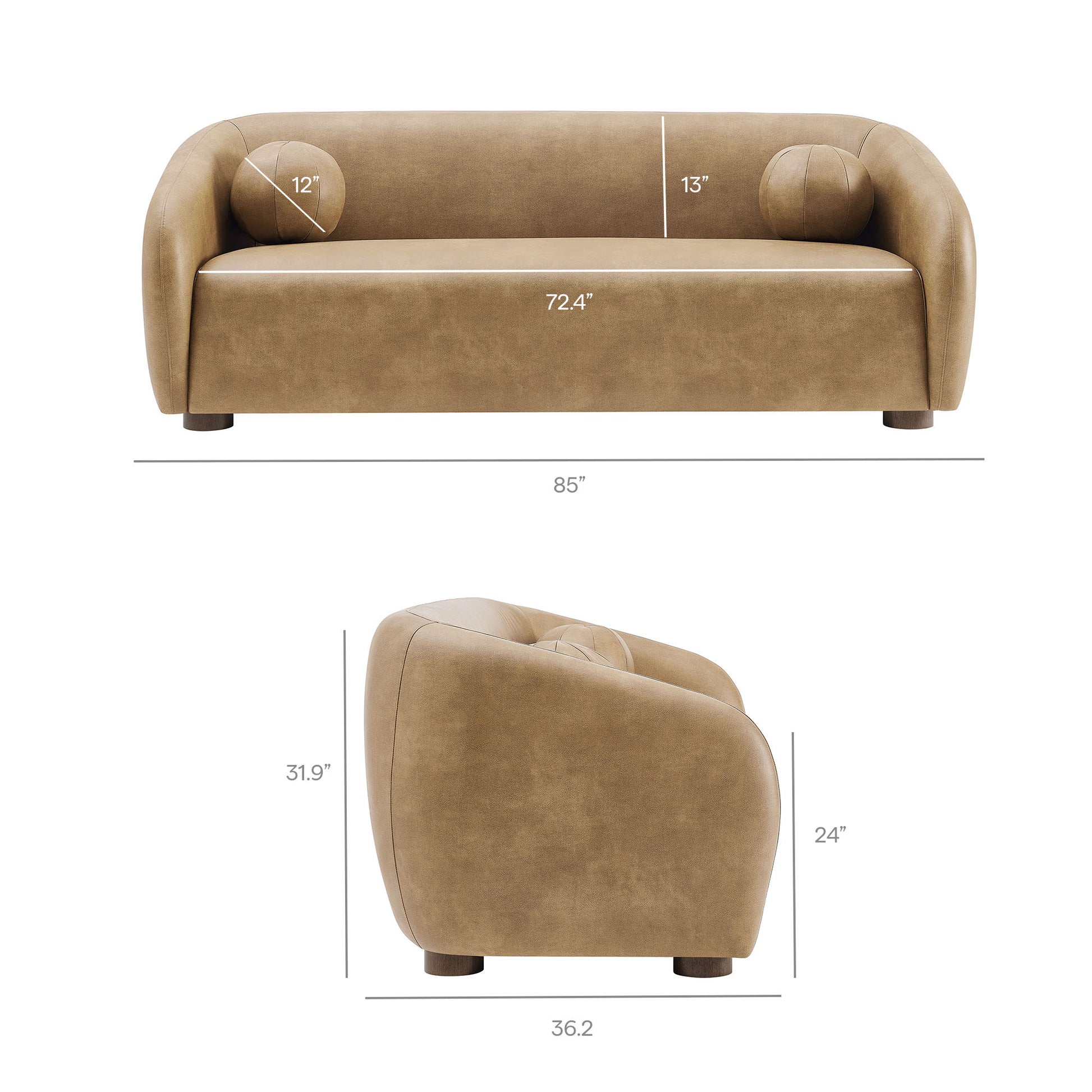 Holland 85" Vegan Leather Sofa by Modway