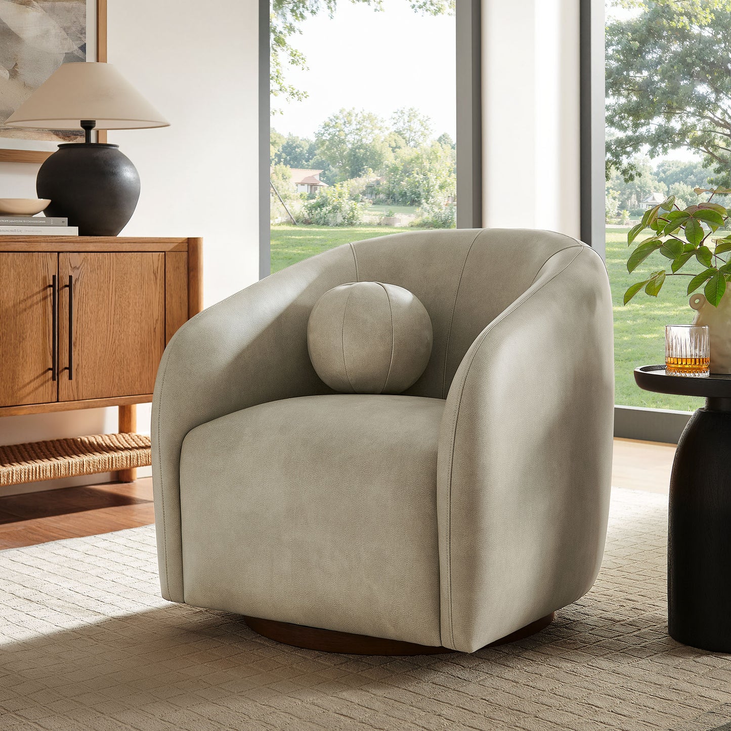 Holland Swivel Vegan Leather Armchair by Modway