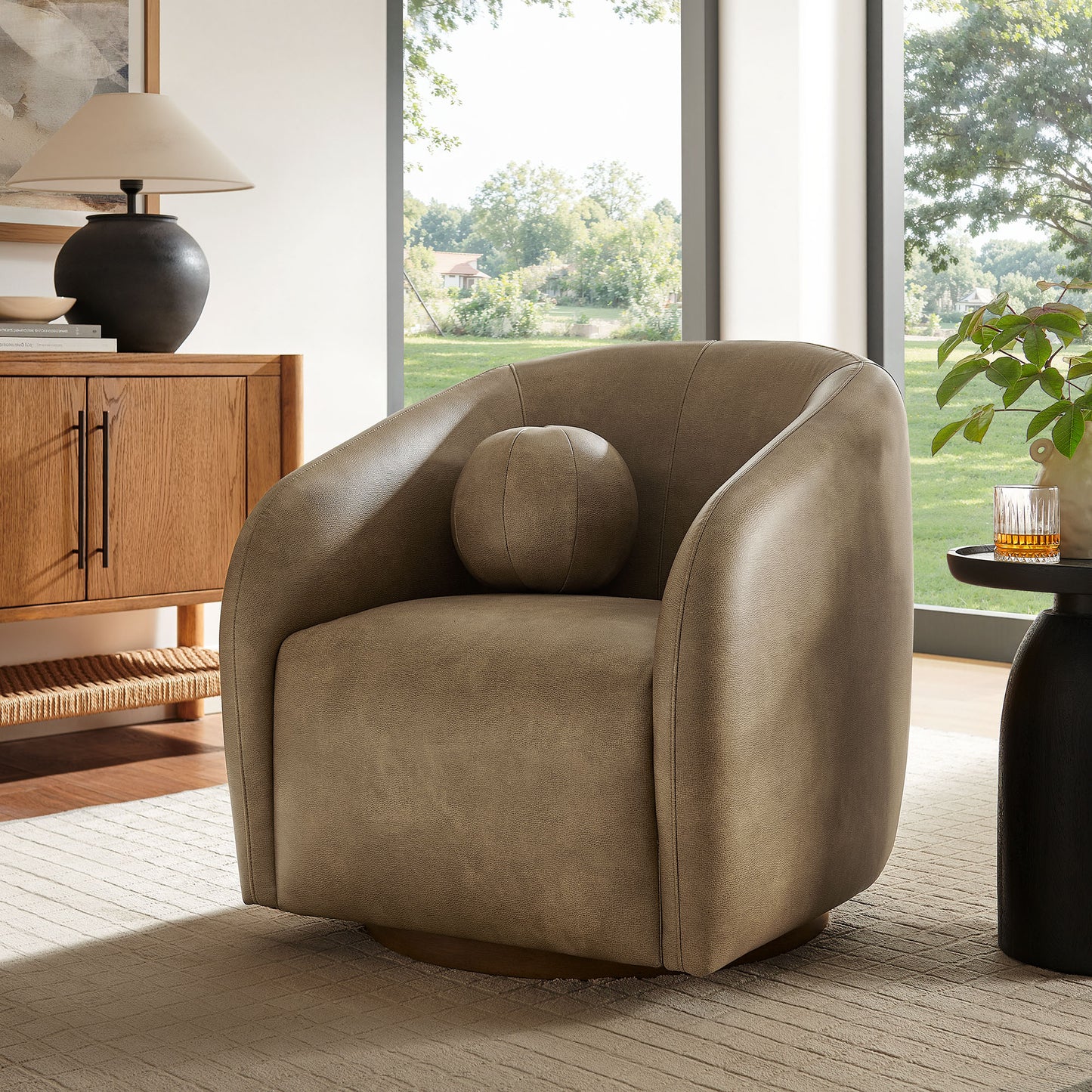 Holland Swivel Vegan Leather Armchair by Modway