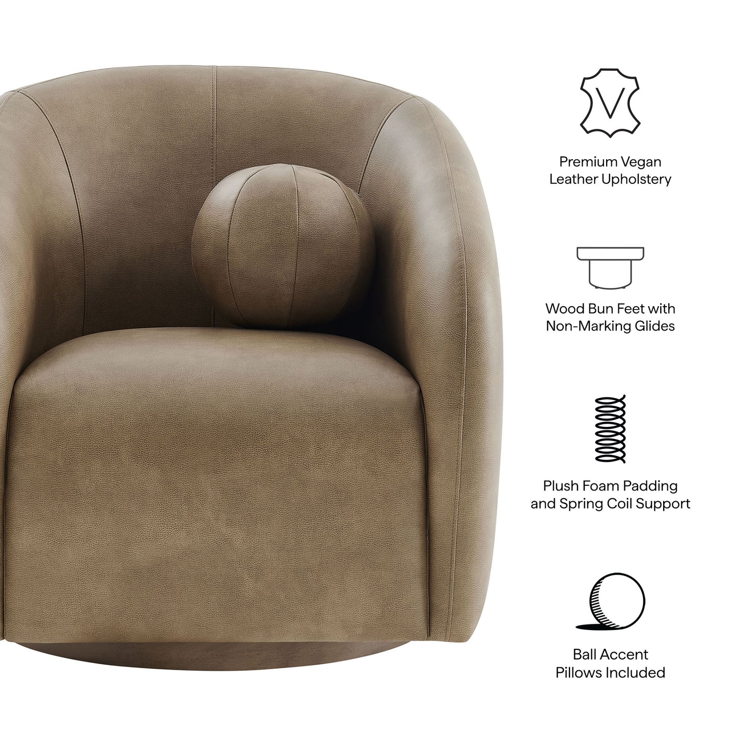 Holland Swivel Vegan Leather Armchair by Modway