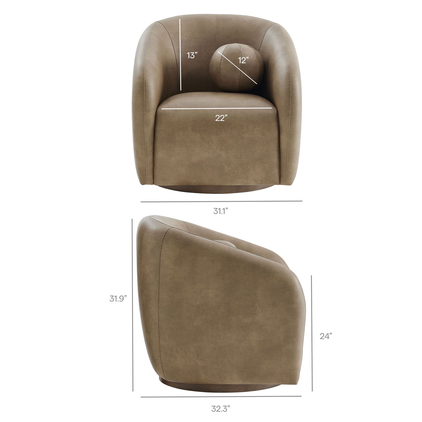 Holland Swivel Vegan Leather Armchair by Modway