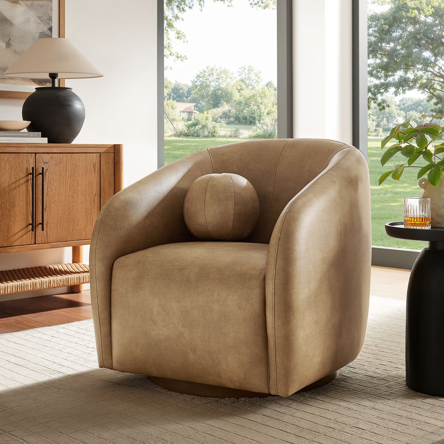 Holland Swivel Vegan Leather Armchair by Modway