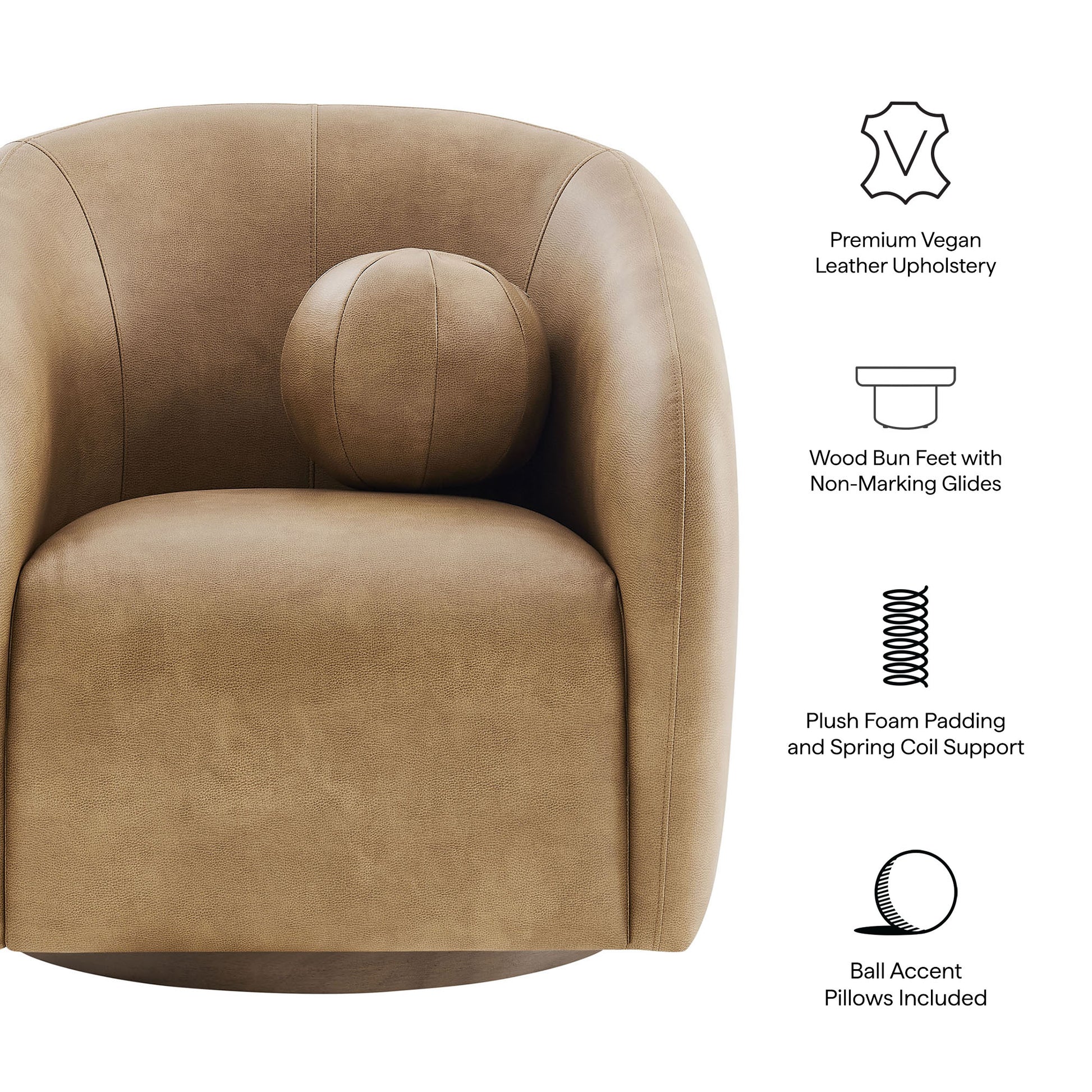 Holland Swivel Vegan Leather Armchair by Modway