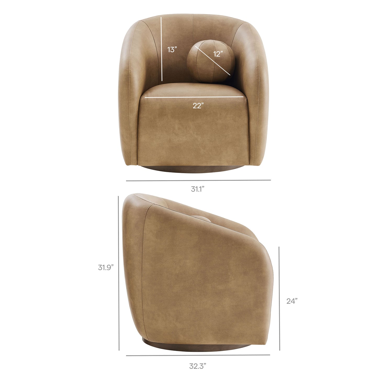 Holland Swivel Vegan Leather Armchair by Modway