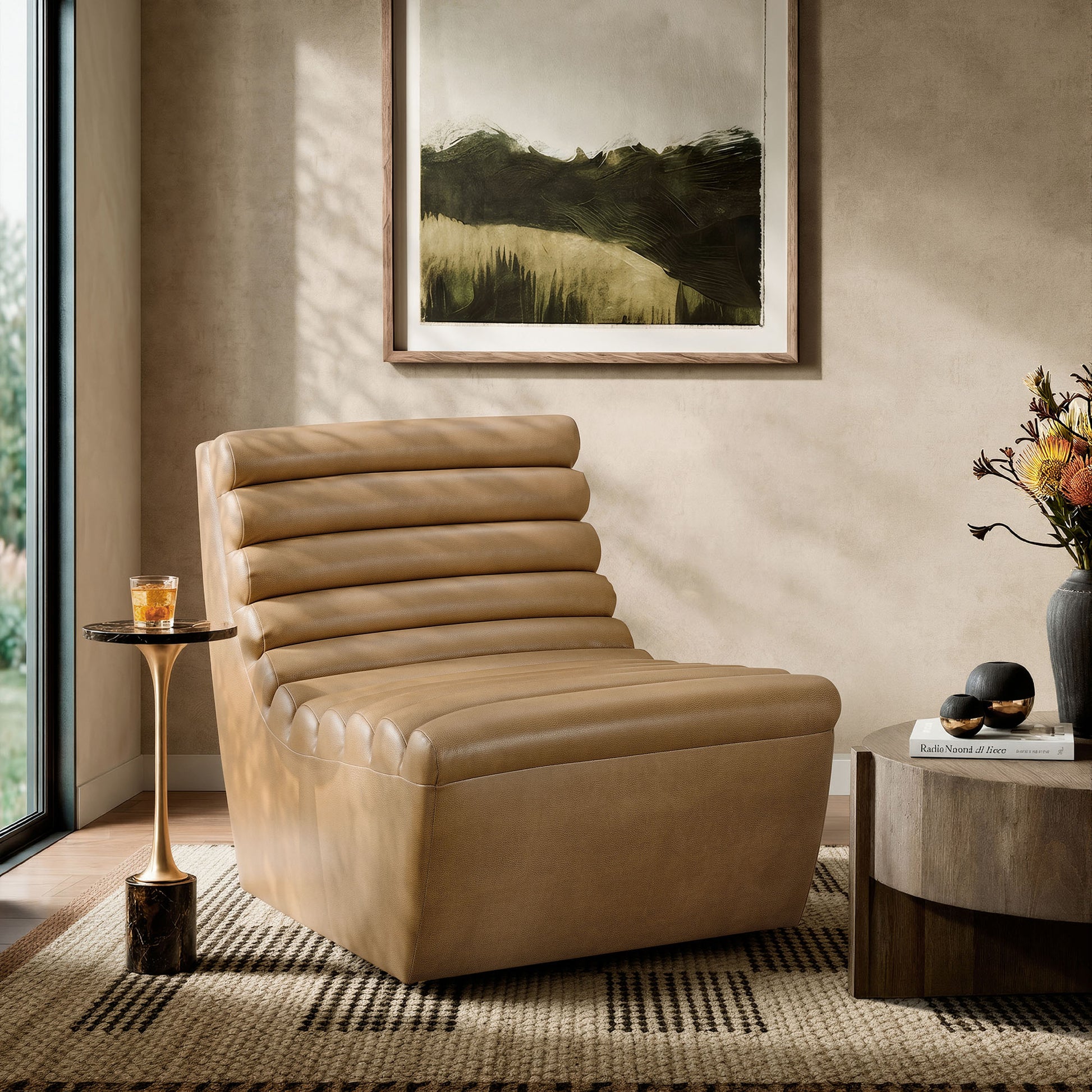 Corbin Vegan Leather Armless Accent Chair by Modway