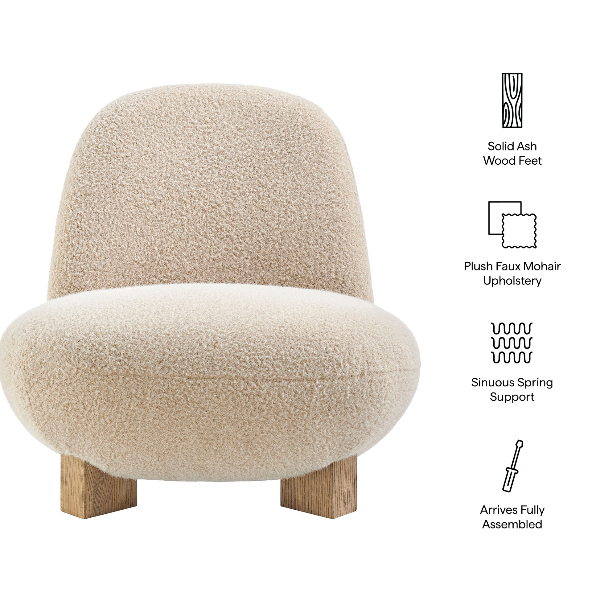 Norwood Faux Mohair Bean Shaped Accent Chair by Modway